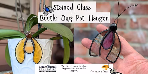Stained Glass Beetle Bug Pot Hanger