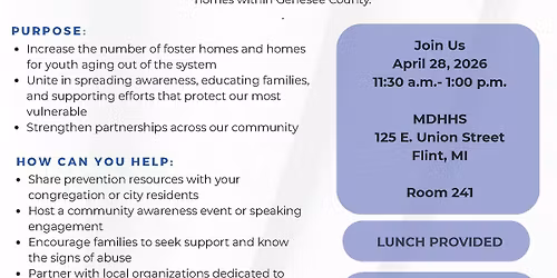 Genesee County Foster Home Licensing Coalition: Raising Awareness for Child Abuse Prevention Month