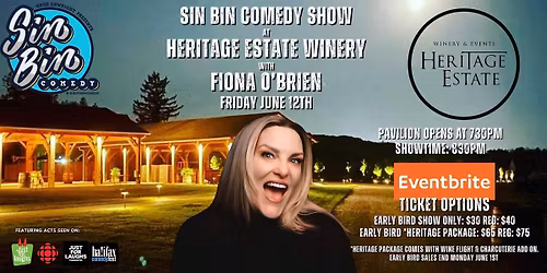 Sin Bin Comedy Outdoor Show at Heritage Estate Winery