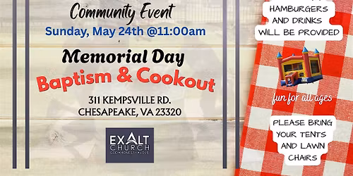 Memorial Day Baptism & Cookout