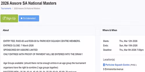 Assore SA National Masters