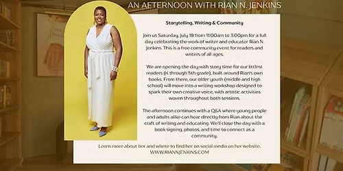 A Day with Rian N. Jenkins: Storytelling, Writing & Community