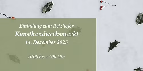 RETZHOFER KUNSTHANDWERKSMARKT: Weihnachtliches Kunsthandwerk im stimmungsvollen Schloss Retzhof