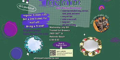 Decorate Your Own Whimsy Mirror at a Brewery- Arts & Crafts Workshop