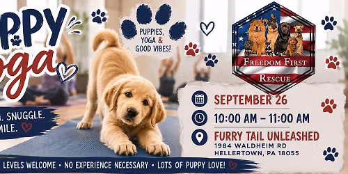 Freedom First Puppy Yoga at Furry Tail Unleashed