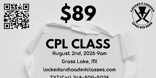 CPL Concealed Carry Class - Grass Lake, MI