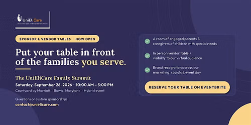 UniEliCare Family Summit 2026 Vendor & Sponsor Registration