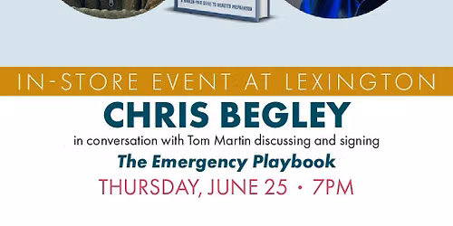 Chris Begley in conversation with Tom Martin discussing and signing The Emergency Playbook