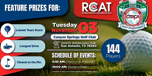 CTRCA November 3, 2026 Annual Golf Tournament