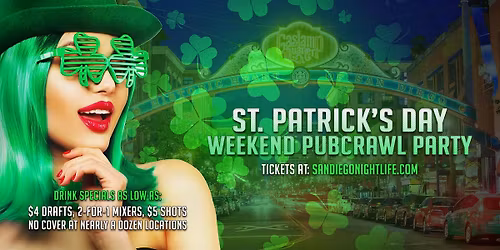 San Diego St Patrick's Day Weekend Pub Crawl Party