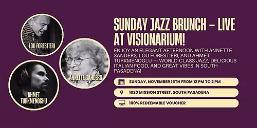 Sunday Jazz Brunch \u2013 Live at Visionarium!
