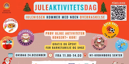 Juleaktivitetsdag for Barnefamilie(Gratis): Konsert, lek og julelunsj