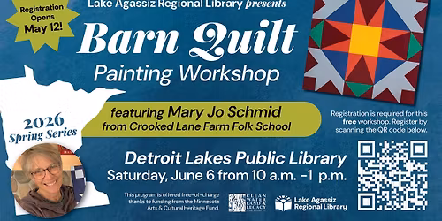 Free Barn Quilt Painting Workshop with Mary Jo Schmid of Crooked Lane Farm Folk School