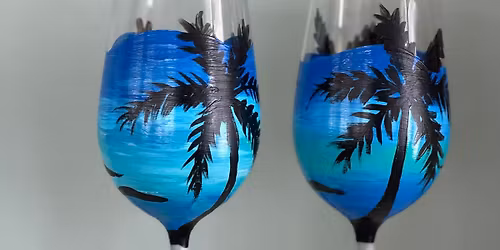 Palm Tree Wine Glass Painting