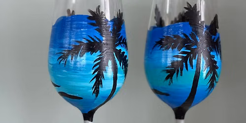 Palm Tree Wine Glass Painting