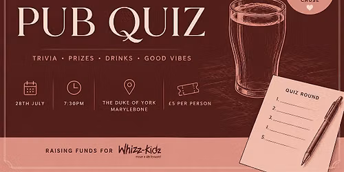 Charity Pub Quiz For Whizz-Kids