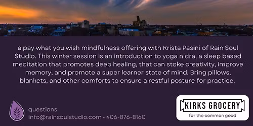 Pay What You Wish Meditation with Rain Soul Studio