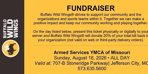 Jefferson City, MO - Buffalo Wild Wings Fundraiser for ASYMCA