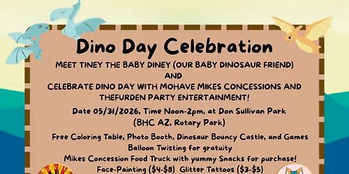Dino Day Celebration, Dinosaur Day 2026. Fun in the Park for the Community
