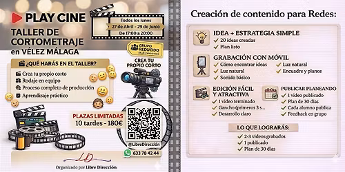 TALLER DE CORTOMETRAJE EN V\u00c9LEZ-M\u00c1LAGA \u2013 CREA TU PROPIO CORTO