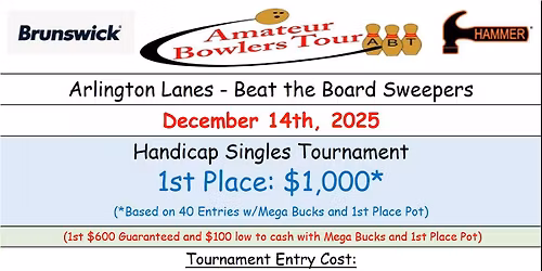 Arlington Lanes, $1K, Dec 14 (Sun)