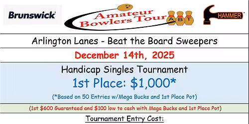 Arlington Lanes, $1K, Dec 14 (Sun)