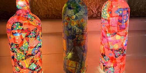 Vintage Christmas decopatch bottle workshop