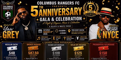 CRFC 5th Anniversary Black & White  Afrobeat Party