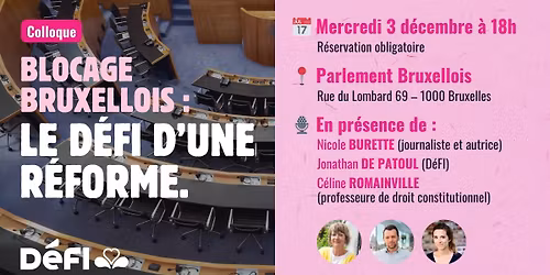 Colloque | Blocage bruxellois : le d\u00e9fi d\u2019une r\u00e9forme