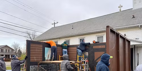 Living Nativity Stable set up.
