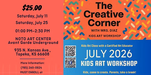 JULY SATURDAY KIDS ART WORKSHOP (July 11 & 25)