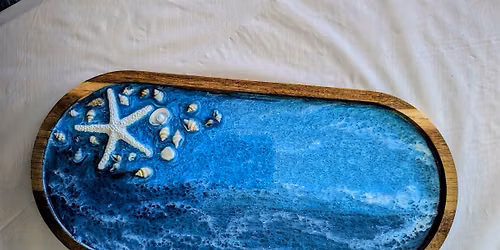 MAKIN' WAVES' WOODEN TRAY RESIN CLASS-GILFORD NH-AXE & ALE TAPHOUSE