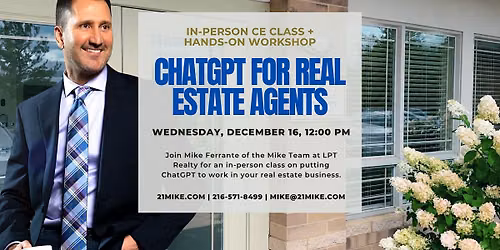 ChatGPT for Real Estate Agents | In-Person Ohio CE Class + Workshop