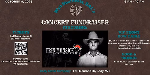 Wyo Hoofbeats, EAL's Concert Fundraiser featuring Tris Munsick & The Innocents