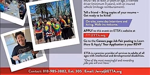 JOB FAIR (Human Services) \/\/ Open House Hiring Event at ETTA