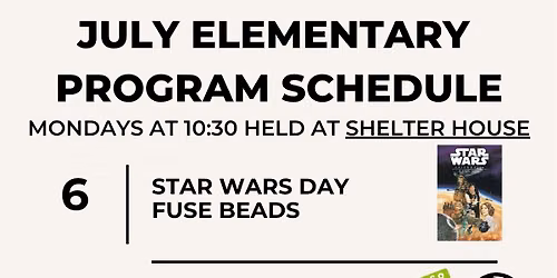 Elementary programs on Mondays @ shelter house