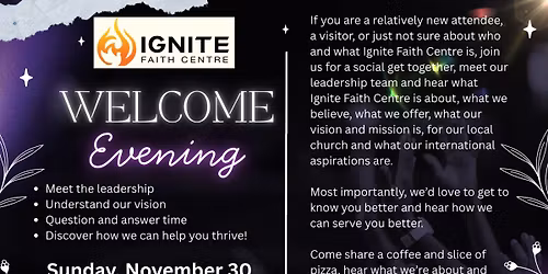 Welcome Evening - You're Invited!