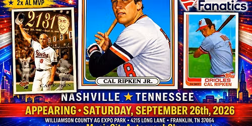 CAL RIPKEN JR. Autograph Signing at the 2026 MUSIC CITY AUTOGRAPH SHOW in Franklin, TN