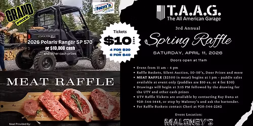 3rd Annual Spring UTV Drawing & Meat Raffle