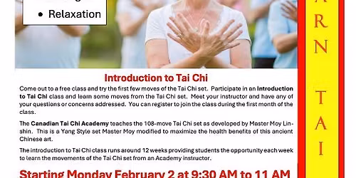 Introduction to Tai Chi Class \/ Open House