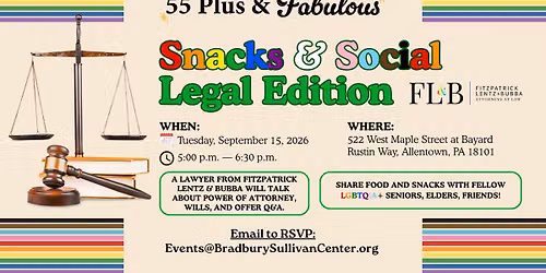 Snacks & Social for 55+ & Fabulous \ud83c\udf08 LEGAL EDITION!
