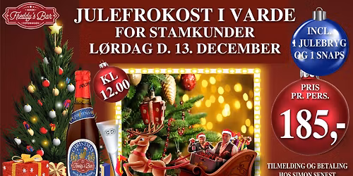 Julefrokost for stamkunder p\u00e5 Freddy Bar Varde