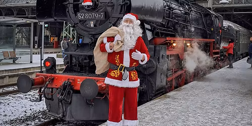 Der Weihnachtsmann f\u00e4hrt Dampfzug \u2013 Leipziger Stadtrundfahrten unter Volldampf