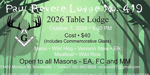 Paul Revere Lodge No.419 Beast Feast