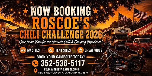 Roscoe\u2019s Chili Challenge 2026 Camping | Felix & Teresa Campground