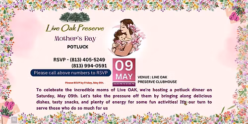 Live Oak Preserve Mother's Day Potluck