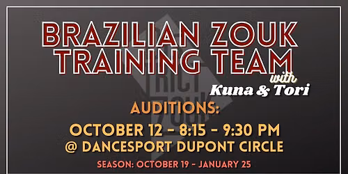 Brazilian Zouk Training Team Auditions w\/ Kuna & Tori