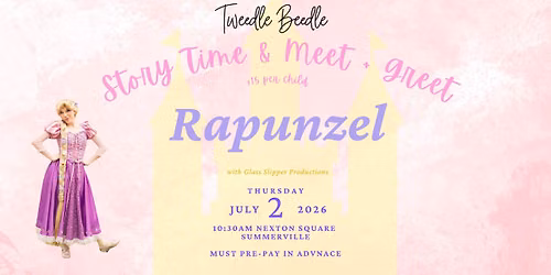 Princess Story time with Rapunzel at Tweedle Beedle in Nexton Square Summerville