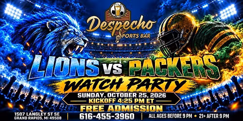 Lions vs. Packers Watch Party at Despecho Sports Bar