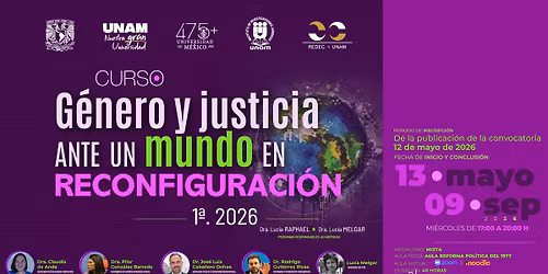 Curso G\u00e9nero y justicia ante un mundo en reconfiguraci\u00f3n, 1a. edici\u00f3n 2026